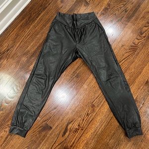 Commando Black Leather Joggers